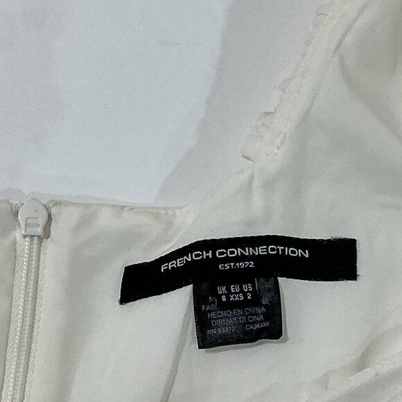 French Connection Whisper Gathered Sleeve Mini Dress Size 2 Off-White - Picture 12 of 13